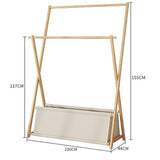 100x155cm Wood Clothes Rail Garment Rack with Freestanding Storage Shelf V63-840731