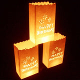 100 Pack White Happy Luminary Paper Candle Tea Light Lantern Bags Garden Anniversary V382-BDYLUM100