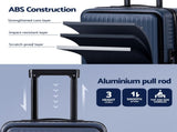 Wanderlite 20" Luggage Suitcase Front Pocket Travel Carry On Dual TSA Navy LUG-ABS-POK-20-NA