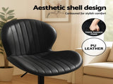 Artiss 2x Bar Stools Kitchen Swivel Gas Lift Counter Chair Shell Leather Black BA-KJ-5681-BKX2