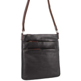 Milleni Womens Italian Leather Bag Soft Nappa Leather Cross-Body Travel - Black/Chestnut V563-NL2439-BLACK_CHESTNUT