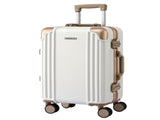 Wanderlite 20" Aluminium Frame Carry On Luggage Suitcase TSA Lock Spinner Wheels White Gold LUG-ALU-20-WHGD
