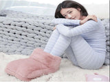 Electric Foot Warmer Plush Heated Slippers - USB Rechargeable Winter Comfort for Men & Women - Thick V1192-AZ-W-31174