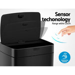 Devanti 45L Motion Sensor Bin Rubbish Automatic Black SB-45L-S23-BK