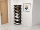6-Tier Foldable White/Orange Shoe Rack, space-saving vertical design for entry halls, living rooms, V1102-KZDXJ003