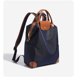 Retro Nylon Backpack PU Leather Color-Block / Packable & Lightweight / 14-inch Laptop Compartment / V1232-TQDNB-002