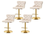 Artiss 4x Bar Stools Counter Chair Kitchen Adjustable Nailhead Trim Velvet Ivory BA-K-1105-IVX4