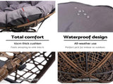 Gardeon Outdoor Lounge Setting Furniture Wicker Papasan Chairs Table Patio Brown ODF-PAPASAN-TBCHX2-BR