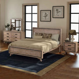 4 Pieces Bedroom Suite King Size Silver Brush in Acacia Wood Construction Bed, Bedside Table & V43-BDS-SSH-4PC-DRS-K