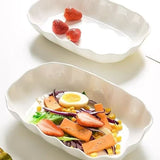 Nordic ceramic plate, 10-inch serving plate, irregular lotus-leaf fluted plate, rectangular serving V1106-122-12812-WHT-2PCS