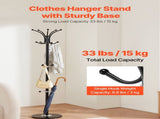 Freestanding Coat Rack, Metal Coats Rack Stand with Umbrella Holder, Stable Marble Base & 14 Hooks, V952-YMJDSJJSSCP01JCLY001V0