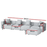 Artiss Modular Sofa Chaise Set 5-Seater Grey SBED-E-FA-02-5S-GY