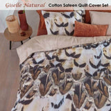 Bedding House Giselle Natural Cotton Sateen Quilt Cover Set King V442-HIN-QUILTCS-GISELLE-NATURAL-KI