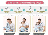 Blue 6 in 1 Adjustable Baby Carrier with Hip Seat in Light Green for Newborns and Toddlers V178-59272