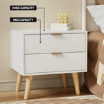 Artiss Bedside Table 2 Drawers - White FURNI-Q-BS-03-WH