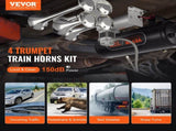 Train Horns Kit, 4 Trumpet Air Horn Kit, 150dB Train Horns for Pickup Trucks, 12V 160 psi Air V952-QLBYCQGTZ12VB362GV9