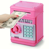PINK Children's Password Piggy Bank, Stores Coins & Paper Money, Auto Roll-Up, Sound & Light V1232-CQG004