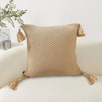 SOGA 50CM Light Brown Pillow with Tassel Accents, Rizzy Transitional Cover Throw Pillow FRENCHCUSHION202