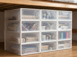 Stacked Shoe Rack Storage Boxes 12 Pcs Stackable Clear Plastic Display Cases SHOEBOX1008-12PC-AU