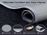 Artiss Floor Rug 200x290cm Plush Area Shaggy Rug Living Room Bedroom Carpet Black FLR-FLU01-200X290-BK
