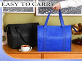 2Pcs Insulated Grocery Bags 13 x 12 x 7.1 inch Large Reusable Insulated Cooler Bags with Zipper Top V1192-AZ-W-17337