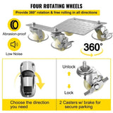 2 Pcs Tire Wheel Dollies 12"X16" Platform Size Wheel Car Dolly 3" Caster Wheel Dolly for Vehicle Car V952-TAD3503LTYWQ00001V0