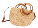 Women Rattan Bag Retro Fashion Small Semicircle Handwoven Straw Shoulder Bag Clutch Bag for Beach V1294-YM0710-3117230325111