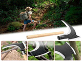 Gardening Tools, High Manganese Steel Double Scythe with Wood Handle, Steel Grass Sickle, V1192-AZ-W-29529