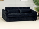 Sarantino Fenton Velvet 2-Seater Sofa Bed - Black SOFA-7007-VEL-BK