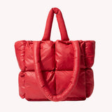 Large Quilted Tote Bag Lightweight, Checkered Shoulder Bag Casual Solid Color Underarm Bags Red V1188-WTJ-QDH-01472