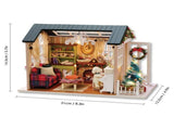 Miniature Dollhouse Kit DIY Christmas Realistic Mini 3D Wooden House with LED Lights Children's Day V1369-AZ3-W-16480