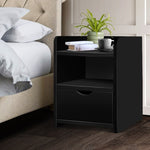 Artiss Bedside Table 1 Drawer with Shelf - FARA Black FURNI-C-BS-TOGO-BK