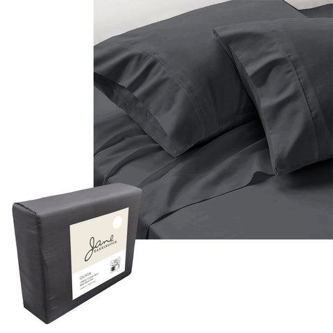 Jane Barrington 1200TC Olivia Cotton Rich Sheet Set 40cm Wall Charcoal Queen V442-IDC-SHEETS-OLIVIA1200TC-CHARCOAL-QS