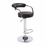 2X Black Bar Stools Faux Leather High Back Adjustable Crome Base Gas Lift Swivel Chairs V43-BS-GINA-BL