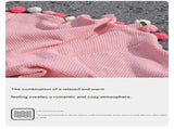 Pink and White Diameter 80 cm -33 Woven Flowers Handmade Rose Bouquet Knit Blanket - Soft Pink V888-ELOSUNG50680