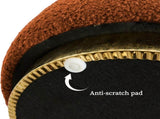 2X Round Stacked Ottoman Stool Teddy Fleece Fabric Foot Rest 38cm ORANGE V274-FT-STP067-OG2