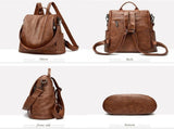 Womens Waterproof Anti-Theft Backpack with PU Leather, Large Capacity and Hidden Back Zipper Pocket V1189-LC-RY-00580