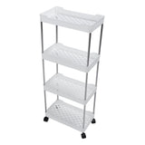 Rolling Cart Widened PP Stainless Steel 4 Tier with Wheels Storage Trolley for Bathroom Toilet V1294-YM0901-3117240164311