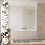100cm Frameless Glass Bath Screen Wall Channel with Stainless Steel Hinges in Nickel Finish V63-852441