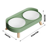 Elevated Double Stainless Steel Cat Bowl Stand, Raised Food Water Feeder Bowls For Indoor Kitten V1366-AZ2-W-17086