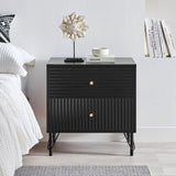 Lisa Wavy Fluted Bedside Table in Black V369-601075-BLACK