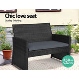 Gardeon 4 PCS Outdoor Sofa Set with Storage Cover Rattan Chair Furniture Black ODF-RATTAN-4PC-AB-BK-COVER