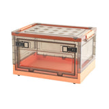 Foldable Plastic Storage Box with Lid, Clear Transparent Organizer Bin for Clothes Blankets, Large V1366-AZ2-W-14777