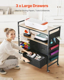 Rolling Craft Cart and Storage Table with 20 Vinyl Roll Holders 3 Drawers Black V952-QGJZHSMABGFB20V46V0