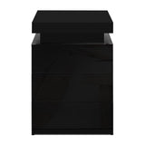 Artiss 2X Bedside Table LED 3 Drawers - COLEY Black FURNI-O-LED-BS-3D-BKX2