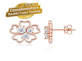 Elegant Rose Gold Plated Sterling Silver Heart-Shaped Moissanite Earrings with Clover Design, V1341-ZY-DWCWQ3SY-MOISSANITE-PREMIUMS925
