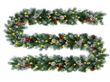 Pre Lit Xmas Garland with Pine Cones and Berry Clusters Artificial Garland with 50 LED Lights V1294-YM0901-H48582