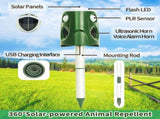 360&deg Ultrasonic Repeller, Outdoor Deterrent Solar Dog Chaser, Ultrasonic Solar Powered V1192-AZ-W-10766