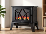 Devanti 2000W Electric Fireplace Heater Stove Freestanding 3D Flame Effect Indoor Space Heaters EFL-D-19C-2000-BK