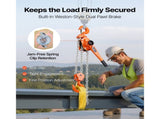 Manual Lever Chain Hoist, 6T 6000KG Capacity Heavy Duty Come Along, 3M Lift G80 Alloy Steel Chain V952-CGKSBHLHL6T1EG5BT001V0